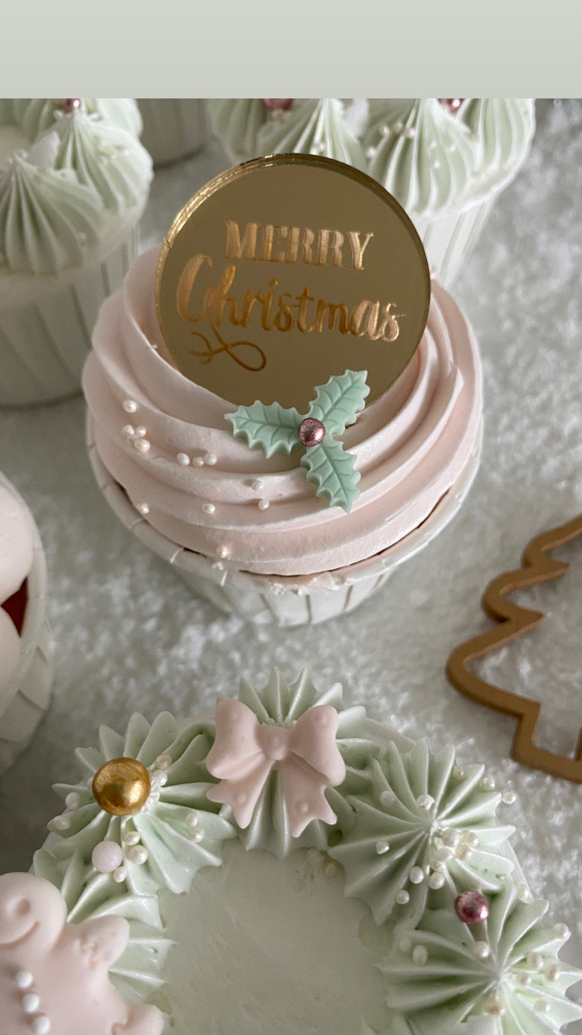 Merry Christmas cupcaketopper (10 stuks) - Afbeelding 2