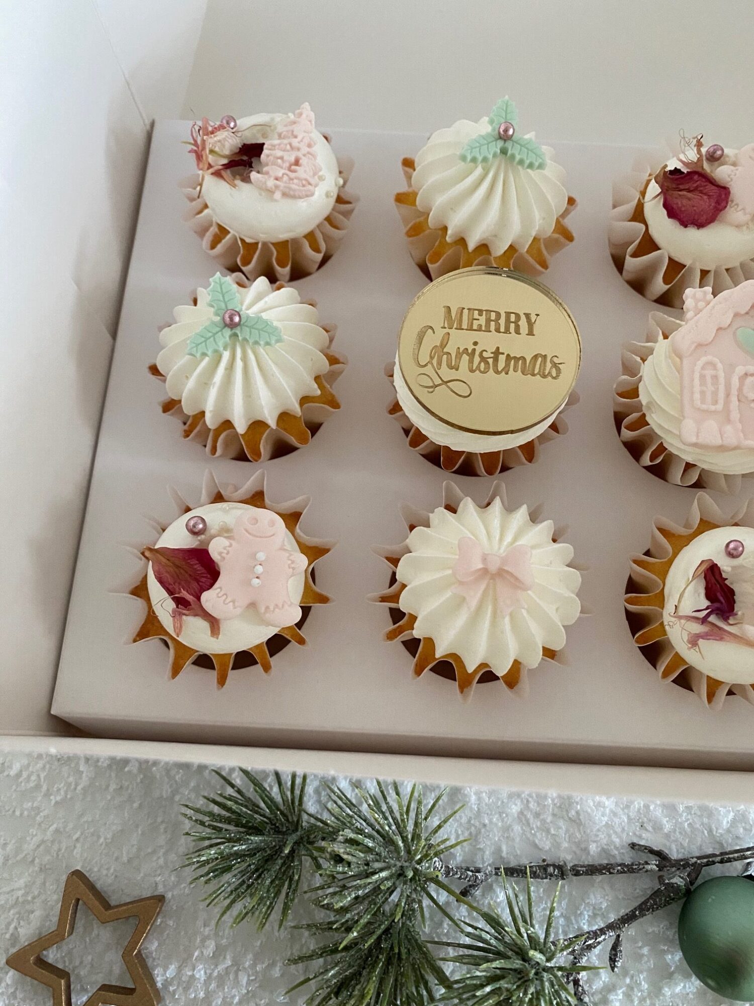 Merry Christmas cupcaketopper (10 stuks) - Afbeelding 3